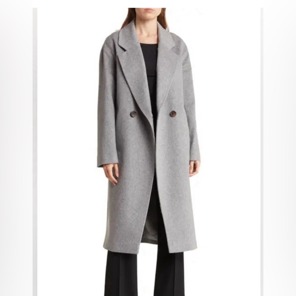 Fleurette studio Nordstrom Double Brested  Grey Wool Coat 10